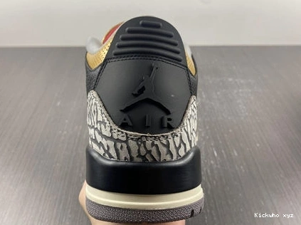 CK9246- Retro SoftTouch 3 3832 Jordan Black Gold Cement 1014